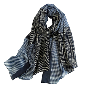 China cheap geometric plaid cotton linen scarf