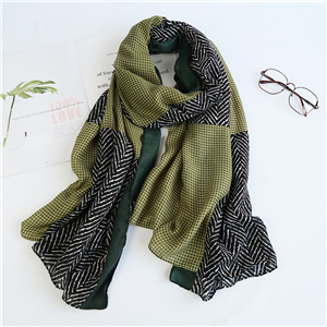 China cheap geometric plaid cotton linen scarf