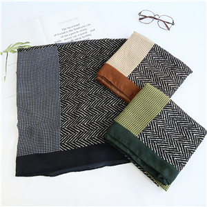 China cheap geometric plaid cotton linen scarf