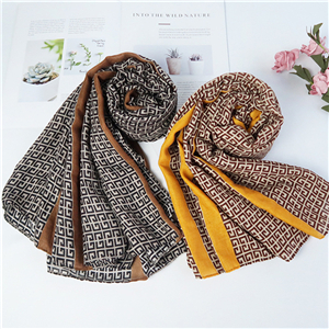 Chinese cheap shape geometric pattern cotton linen scarf