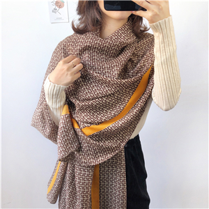 Chinese cheap shape geometric pattern cotton linen scarf