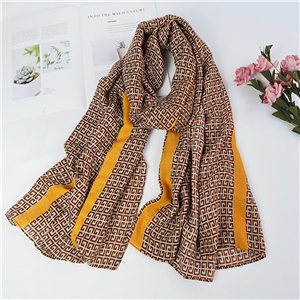 Chinese cheap shape geometric pattern cotton linen scarf
