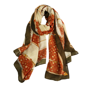 Wholesale printed cotton linen decorative scarf