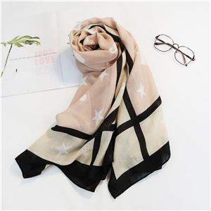 Wholesale five pointed star love pattern cotton linen scarf