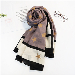 Wholesale five pointed star love pattern cotton linen scarf