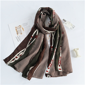 Wholesale houndstooth belt stitching cotton linen scarf