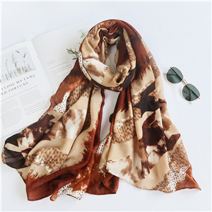 Wholesale maple leaf printed cotton linen scarf