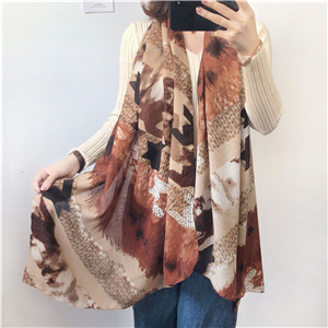 Wholesale maple leaf printed cotton linen scarf