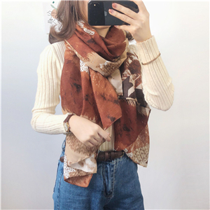 Wholesale maple leaf printed cotton linen scarf