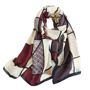 China wholesale check pattern cotton linen scarf