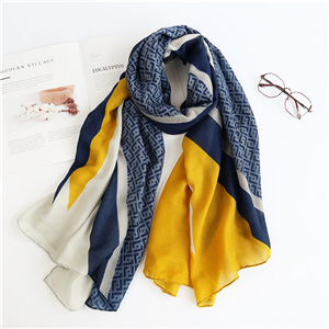 Wholesale color block letter stitching cotton linen scarf