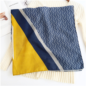 Wholesale color block letter stitching cotton linen scarf