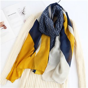 Wholesale color block letter stitching cotton linen scarf