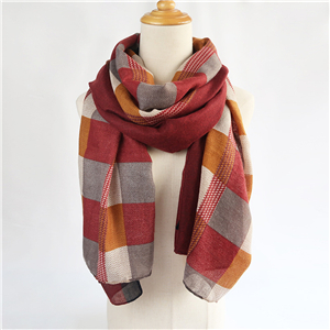 Wholesale cotton linen plaid print scarf
