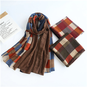 Wholesale cotton linen plaid print scarf