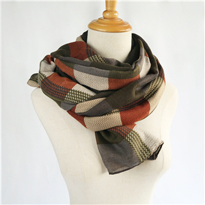 Wholesale cotton linen plaid print scarf