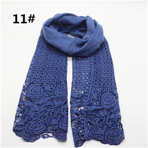 Wholesale solid color lace cotton linen scarf