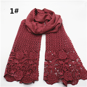 Wholesale solid color lace cotton linen scarf