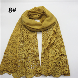 Wholesale solid color lace cotton linen scarf
