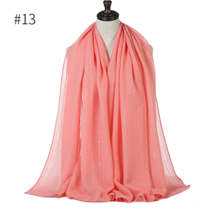 Wholesale solid color cotton linen sequined crimped scarf