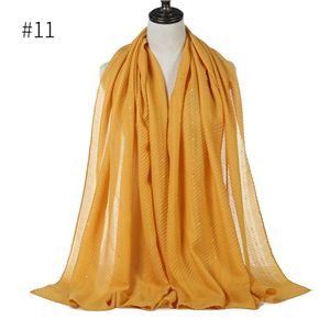 Wholesale solid color cotton linen sequined crimped scarf
