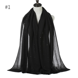 Wholesale solid color cotton linen sequined crimped scarf