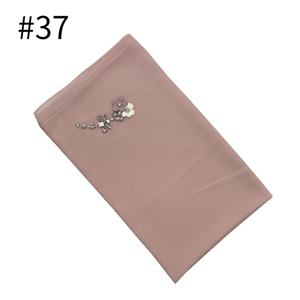 Wholesale handmade rhinestone pearl solid color chiffon Muslim scarf