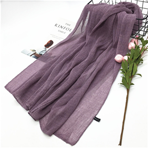 Wholesale solid color cotton linen crumpled scarf