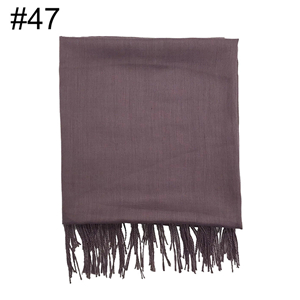 Wholesale monochromatic double fringed cotton linen scarf