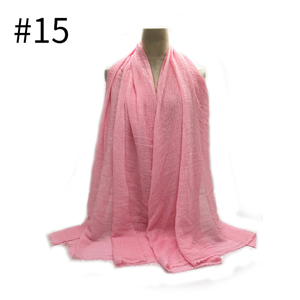Wholesale solid color pleated fringed scarf