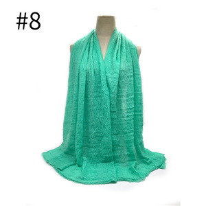 Wholesale solid color pleated fringed scarf