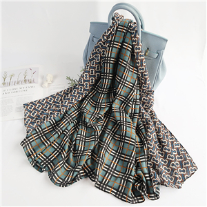 Wholesale letter plaid stitching cotton linen scarf