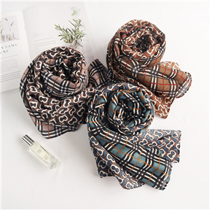 Wholesale letter plaid stitching cotton linen scarf