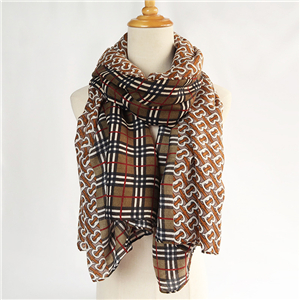 Wholesale letter plaid stitching cotton linen scarf