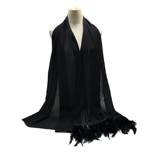 Wholesale solid color chiffon feather decoration scarf