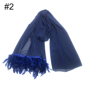 Wholesale solid color chiffon feather decoration scarf