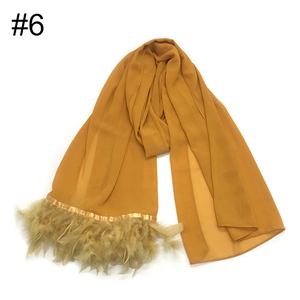 Wholesale solid color chiffon feather decoration scarf