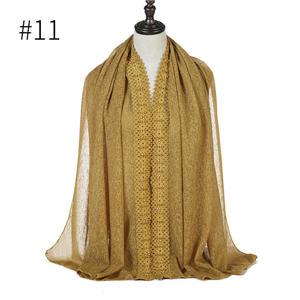 Wholesale lace edge pearl pure color Muslim scarf