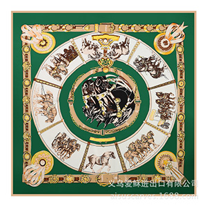 Silk scarf flower and horse square scarf