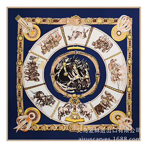 Silk scarf flower and horse square scarf