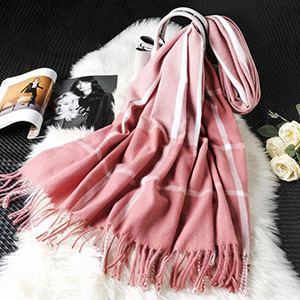 Vertical plaid cashmere scarf China