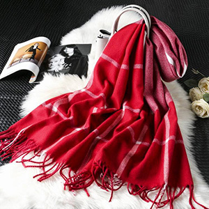 Vertical plaid cashmere scarf China