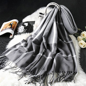 Vertical plaid cashmere scarf China