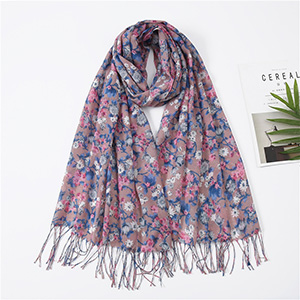 Printed Floral Fringe Scarf
