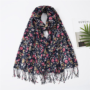 Printed Floral Fringe Scarf