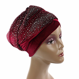 Gypsophila rhinestone velvet turban hat