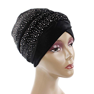 Gypsophila rhinestone velvet turban hat