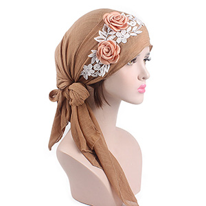 Ladies floral cotton turban hat