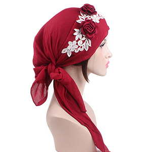 Ladies floral cotton turban hat