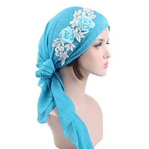 Ladies floral cotton turban hat
